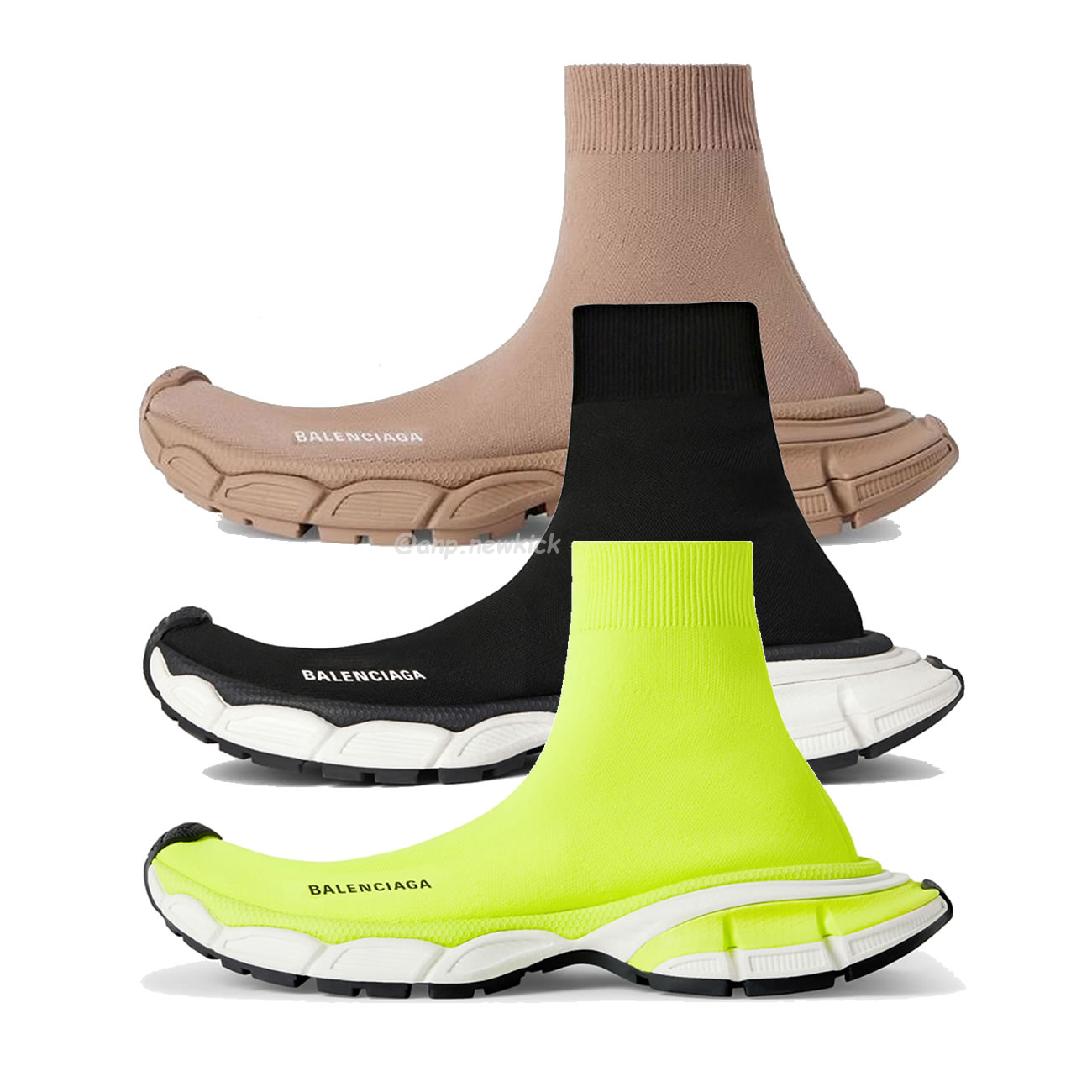 Balenciaga 3xl Sock Recycled Knit Sneakers Black White Fluo Yellow Beige (1) - newkick.cc